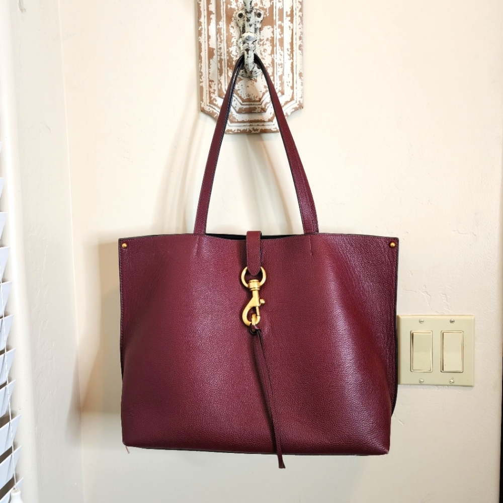 Rebecca Minkoff Megan tote, cherrywood color leather with gold hardware